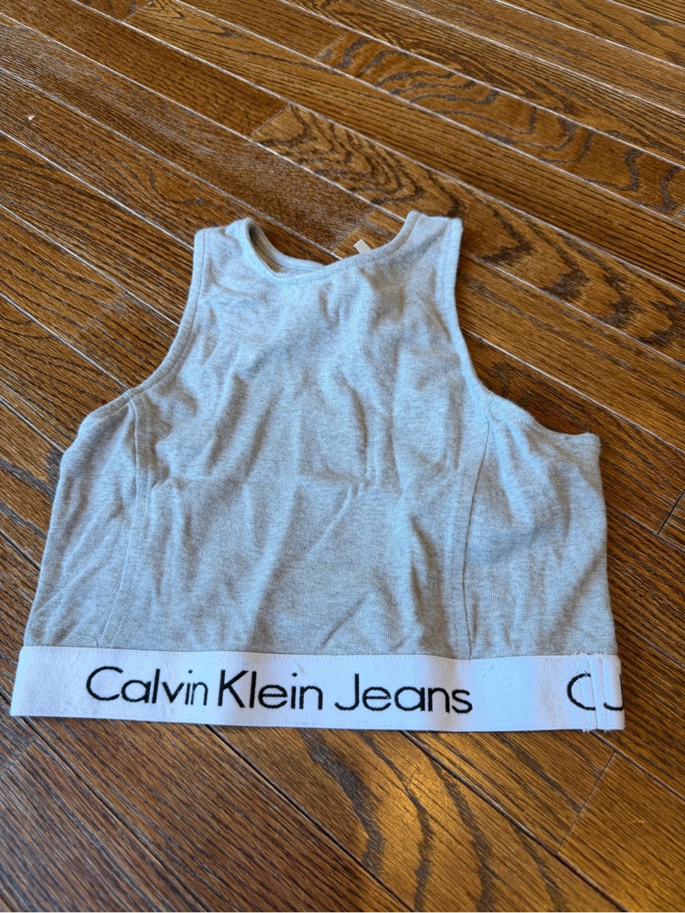 Calvin Klein Light Gray Logo Elastic-Band Crop Top